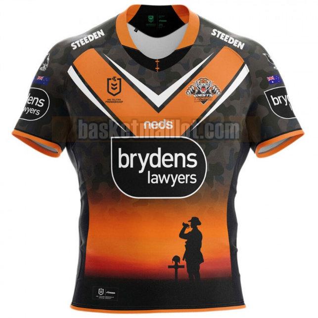 Maillot de foot rugby nba Homme Wests Tigers 2021 Anzac