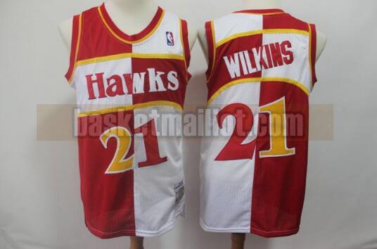 Maillot nba Atlanta Hawks Basketball Homme Dominique Wilkins 21 Blanc Rouge