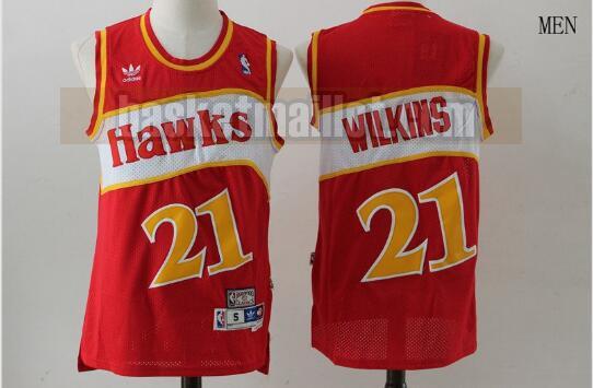 Maillot nba Atlanta Hawks Basketball Homme Dominique Wilkins 21 Rouge