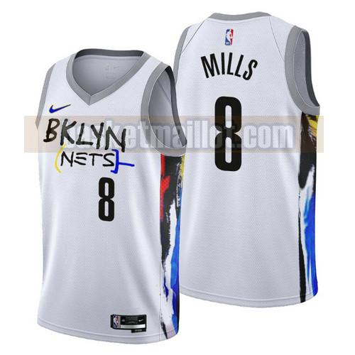 Maillot nba Brooklyn Nets 2022-2023 City Edition Homme Patty Mills 8 Blanc