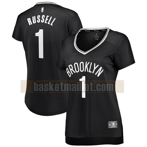 Maillot nba Brooklyn Nets Réplique Femme D'Angelo Russell 1 Noir