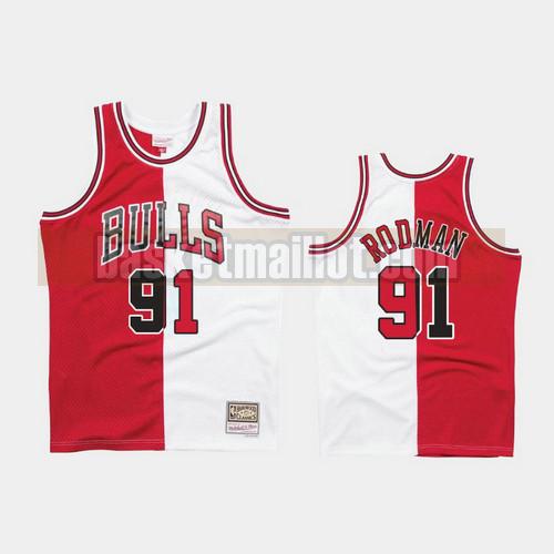 Maillot nba Chicago Bulls 1997-98 divisé Two-Tone Homme Dennis Rodman 91 Rouge