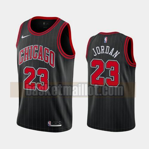 Maillot nba Chicago Bulls Déclaration rayée Homme Michael Jordan 23 Noir