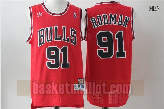Maillot nba Chicago Bulls Retour de basket-ball Homme Dennis Rodman 91 Rouge