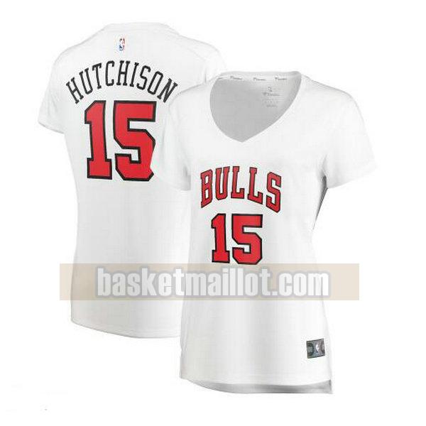 Maillot nba Chicago Bulls association edition Femme Chandler Hutchison 15 Blanc