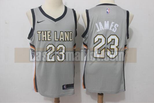 Maillot nba Cleveland Cavaliers Basketball Homme LeBron James 23 gris