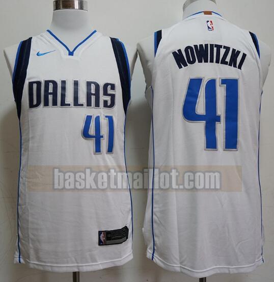Maillot nba Dallas Mavericks Basketball Homme Dirk Nowitzki 41 Blanc