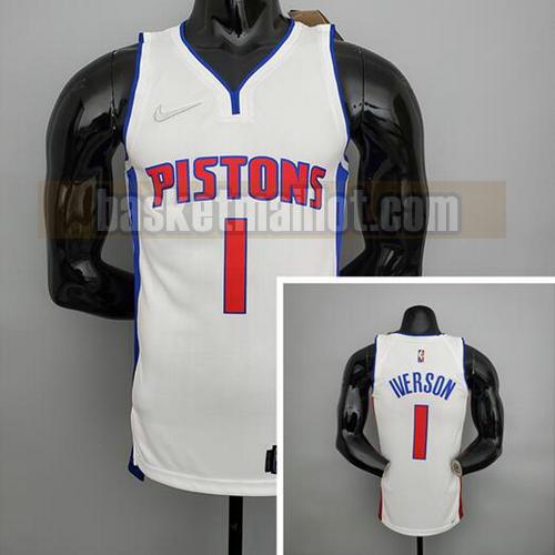 Maillot nba Detroit Pistons 75e anniversaire Homme Iverson 1 Blanc