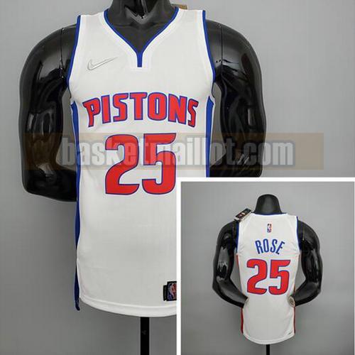 Maillot nba Detroit Pistons 75e anniversaire Homme Rose 25 Blanc