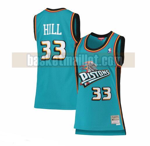 Maillot nba Detroit Pistons hardwood classics Femme Grant Hill 33 Vert bleuté