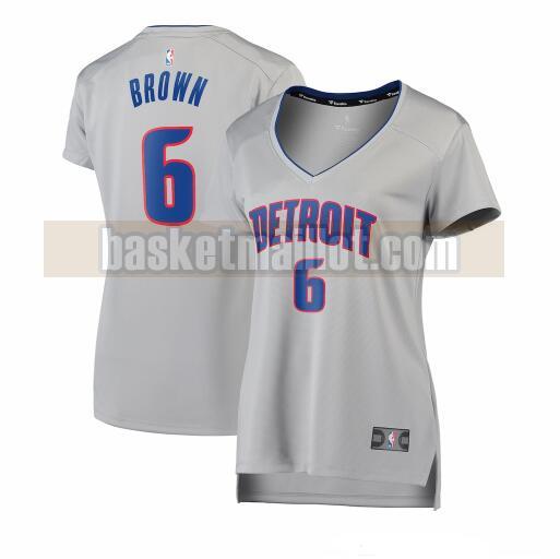 Maillot nba Detroit Pistons statement edition Femme Bruce Brown 6 Gris