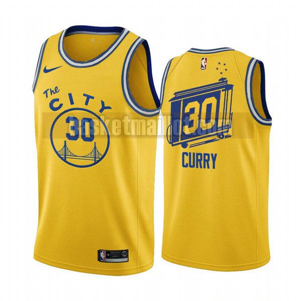 Maillot nba Golden State Warriors 2020-21 saison déclaration Homme Stephen Curry 30 Jaune