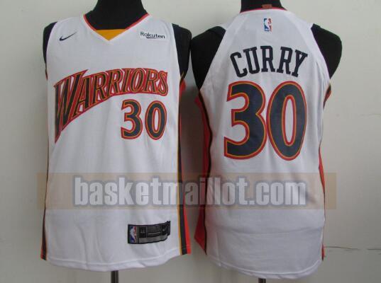 Maillot nba Golden State Warriors Cousu Homme Stephen Curry 30 Blanc