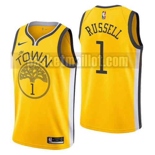 Maillot nba Golden State Warriors Earned 2018-19 Homme D'Angelo Russell 1 Jaune