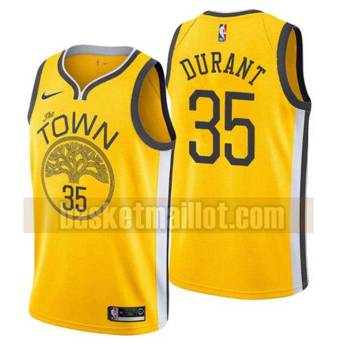 Maillot nba Golden State Warriors Earned 2018-19 Homme Kevin Durant 35 Jaune