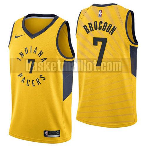 Maillot nba Indiana Pacers 2018-19 Homme Malcolm Brogdon 7 Jaune