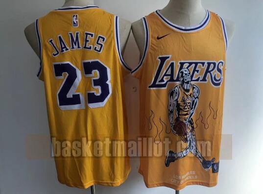 Maillot nba Los Angeles Lakers Basketball Homme LeBron James 23 Jaune