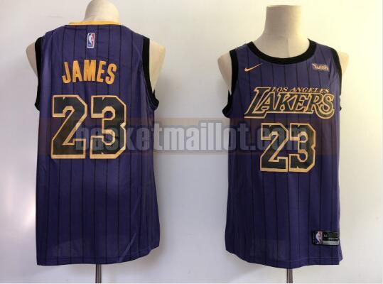 Maillot nba Los Angeles Lakers Basketball Homme LeBron James 23 Pourpre