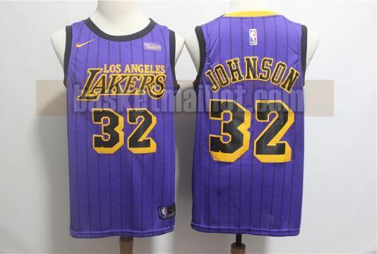 Maillot nba Los Angeles Lakers Basketball Homme Magic Johnson 32 Pourpre