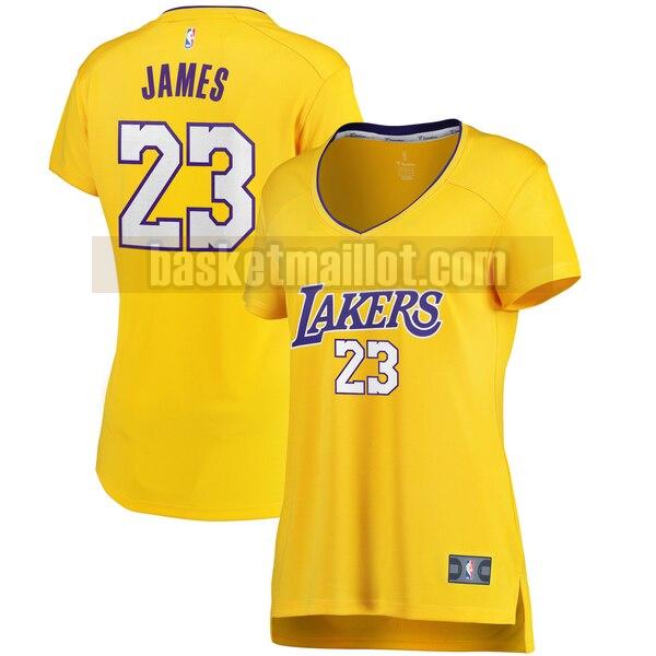 Maillot nba Los Angeles Lakers icon edition Femme LeBron James 23 Jaune