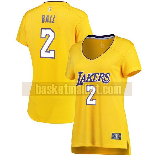 Maillot nba Los Angeles Lakers icon edition Femme Lonzo Ball 2 Jaune