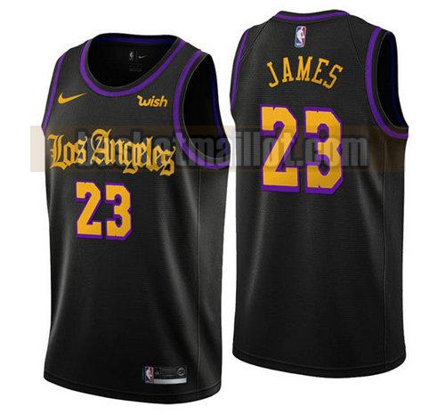 Maillot nba Los Angeles Lakers latin Homme LeBron James 23 Noir