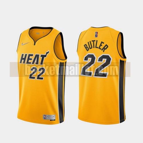 Maillot nba Miami Heat 2020-21 Earned Edition Homme Jimmy Butler 22 Jaune
