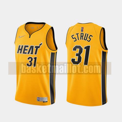 Maillot nba Miami Heat 2020-21 Earned Edition Homme Max Strus 31 Jaune