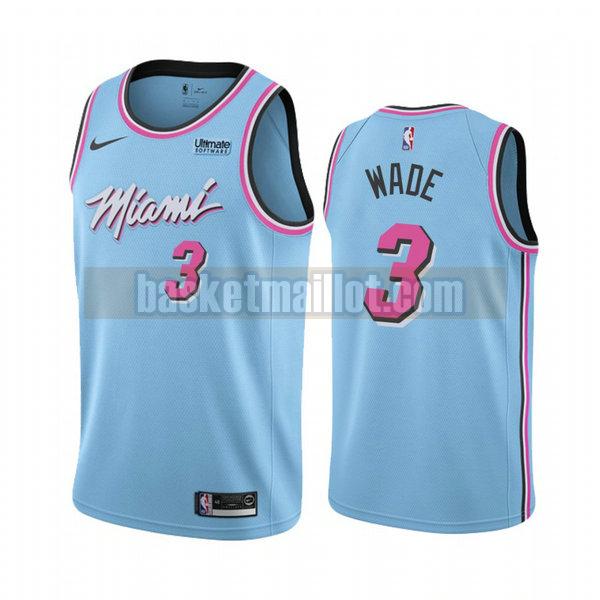 Maillot nba Miami Heat 2020-21 saison déclaration Homme Dwyane Wade 3 Bleu
