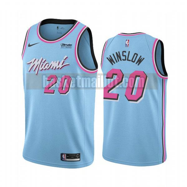 Maillot nba Miami Heat 2020-21 saison déclaration Homme Justise Winslow 20 Bleu