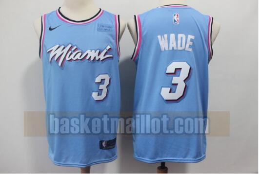 Maillot nba Miami Heat Basket-ball 2019 Homme Authentic Wade 3 Bleu