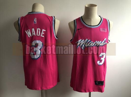 Maillot nba Miami Heat Basketball Homme Authentic Wade 3 Rosa