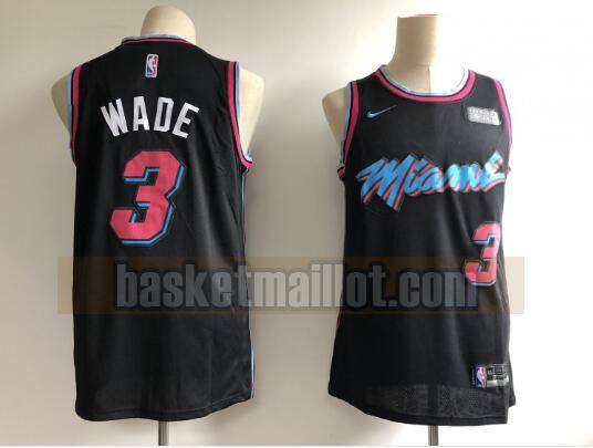 Maillot nba Miami Heat Basketball Homme Dwyane Wade 3 Noir