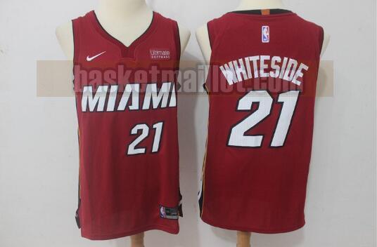 Maillot nba Miami Heat Basketball Homme Hassan Whiteside 21 Rouge