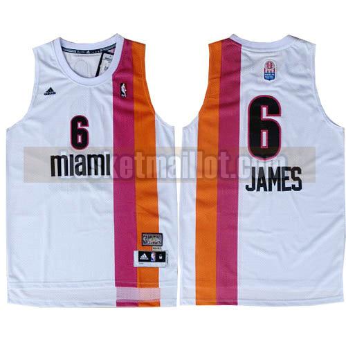 Maillot nba Miami Heat retro Homme LeBron James 6 White