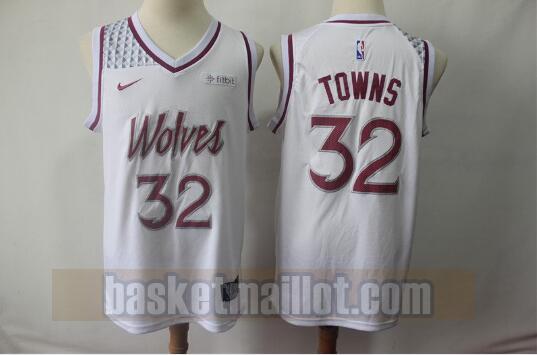Maillot nba Minnesota Timberwolves Édition gagnée Homme Karl-Anthony Towns 32 Blanc