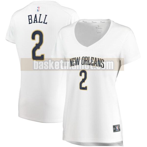 Maillot nba New Orleans Pelicans association edition Femme Lonzo Ball 2 Blanc