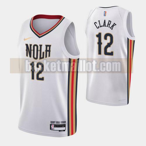 Maillot nba New Orleans Pelicans Édition de la ville 2022 Édition 75e anniversaire Homme gary clark 12 Blanc