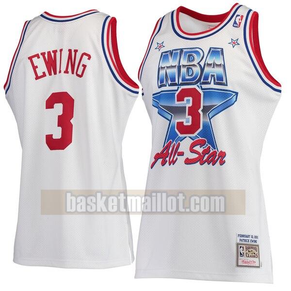 Maillot nba New York Knicks 1991 All-Star Authentique Homme Patrick Ewing 3 Blanc