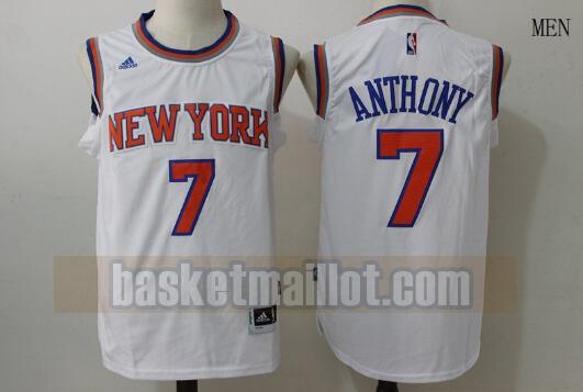 Maillot nba New York Knicks Basketball Homme Carmelo Anthony 7 Blanc