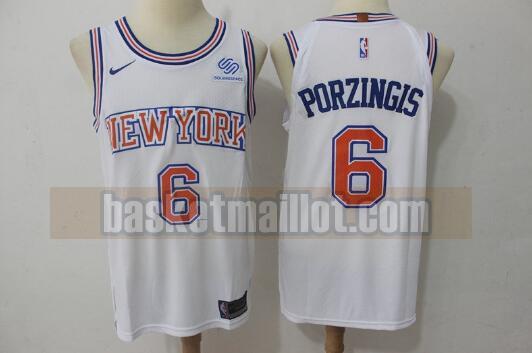 Maillot nba New York Knicks Homme Kristaps Porzingis 6 Blanc