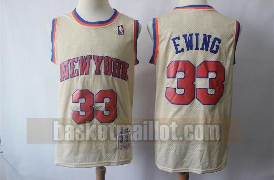Maillot nba New York Knicks Retour Homme Patrick Ewing 33 Beige claro