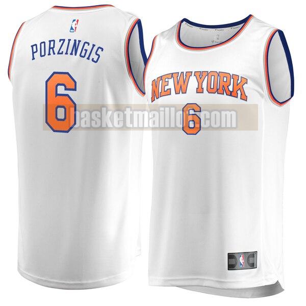 Maillot nba New York Knicks association edition Homme Kristaps Porzingis 6 Blanc