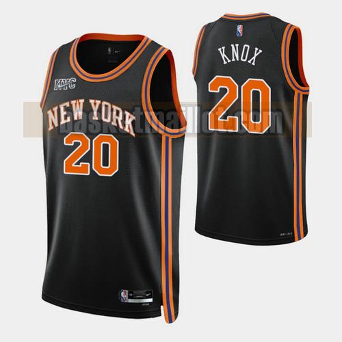 Maillot nba New York Knicks Édition de la ville 2022 Édition 75e anniversaire Homme kevin knox 20 Noir