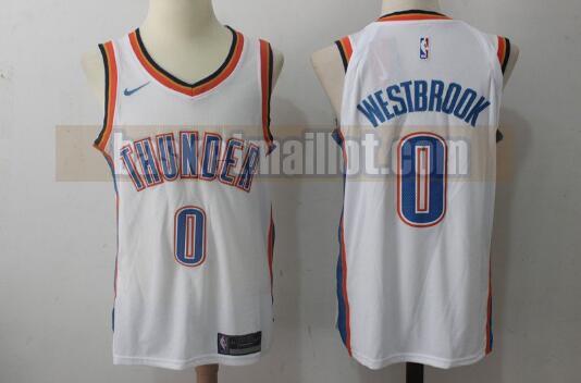 Maillot nba Oklahoma City Thunder Homme Russell Westbrook 0 Blanc