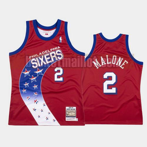 Maillot nba Philadelphia 76ers 1993-94 Hardwood Classics Authentic Homme Moses Malone 2 Rouge