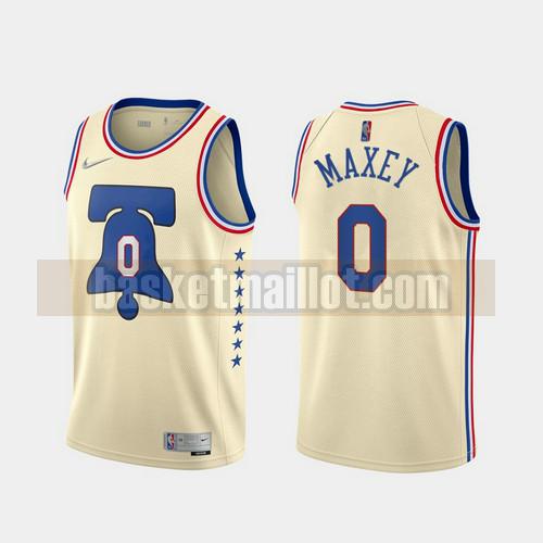 Maillot nba Philadelphia 76ers 2020-21 Earned Edition Homme Tyrese Maxey 0 Blanc lechoso