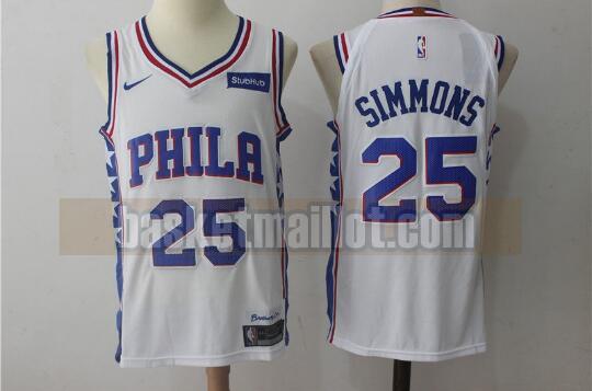 Maillot nba Philadelphia 76ers Basketball Homme Ben Simmons 25 Blanc