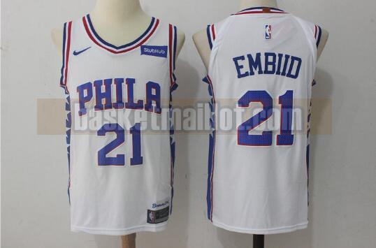 Maillot nba Philadelphia 76ers Basketball Homme Joel Embiid 21 Blanc
