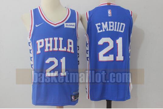 Maillot nba Philadelphia 76ers Basketball Homme Joel Embiid 21 Bleu